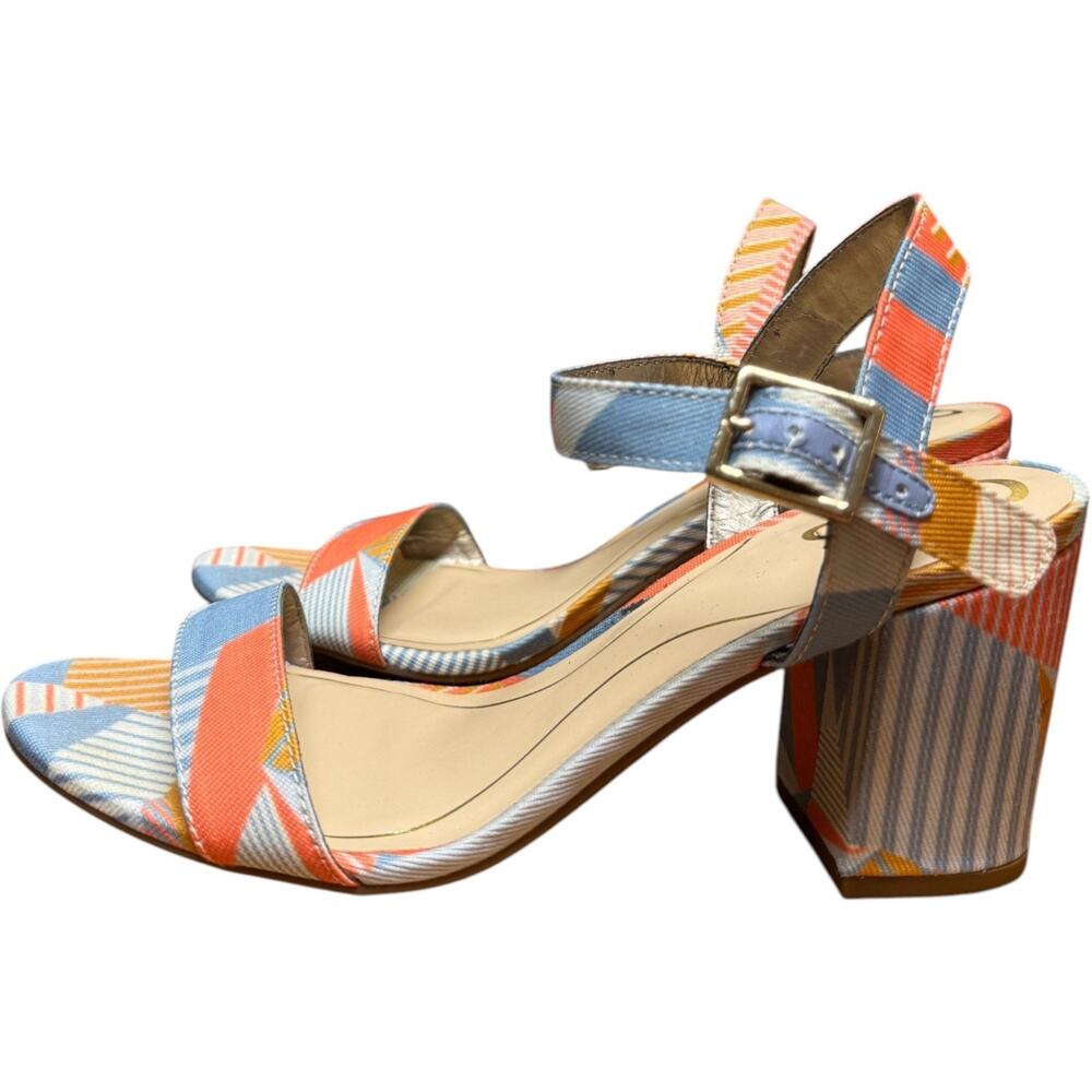 CIRCUS By Sam Edelman Ashton 7.5 Sandals Orange Blue Geometric Textile Print